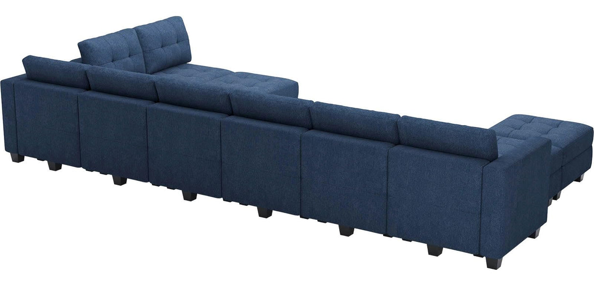 Modular Sectional Sofa Couch Oversied U Shaped Sofa Set with Storage Seats Convertible Sectional Sleeper Sofa with Reversible Chaise Blue