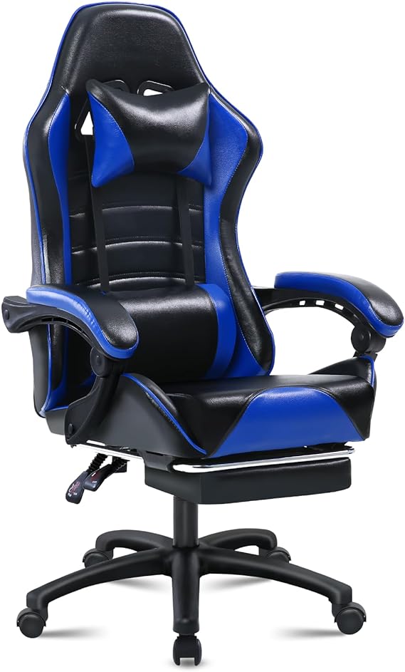 Gaming Chair with Footrest, PU Leather Video Game Chairs for Adults