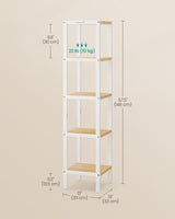 5-Tier Bamboo Bathroom Shelf, Narrow Shelving Unit, Multifunctional Storage