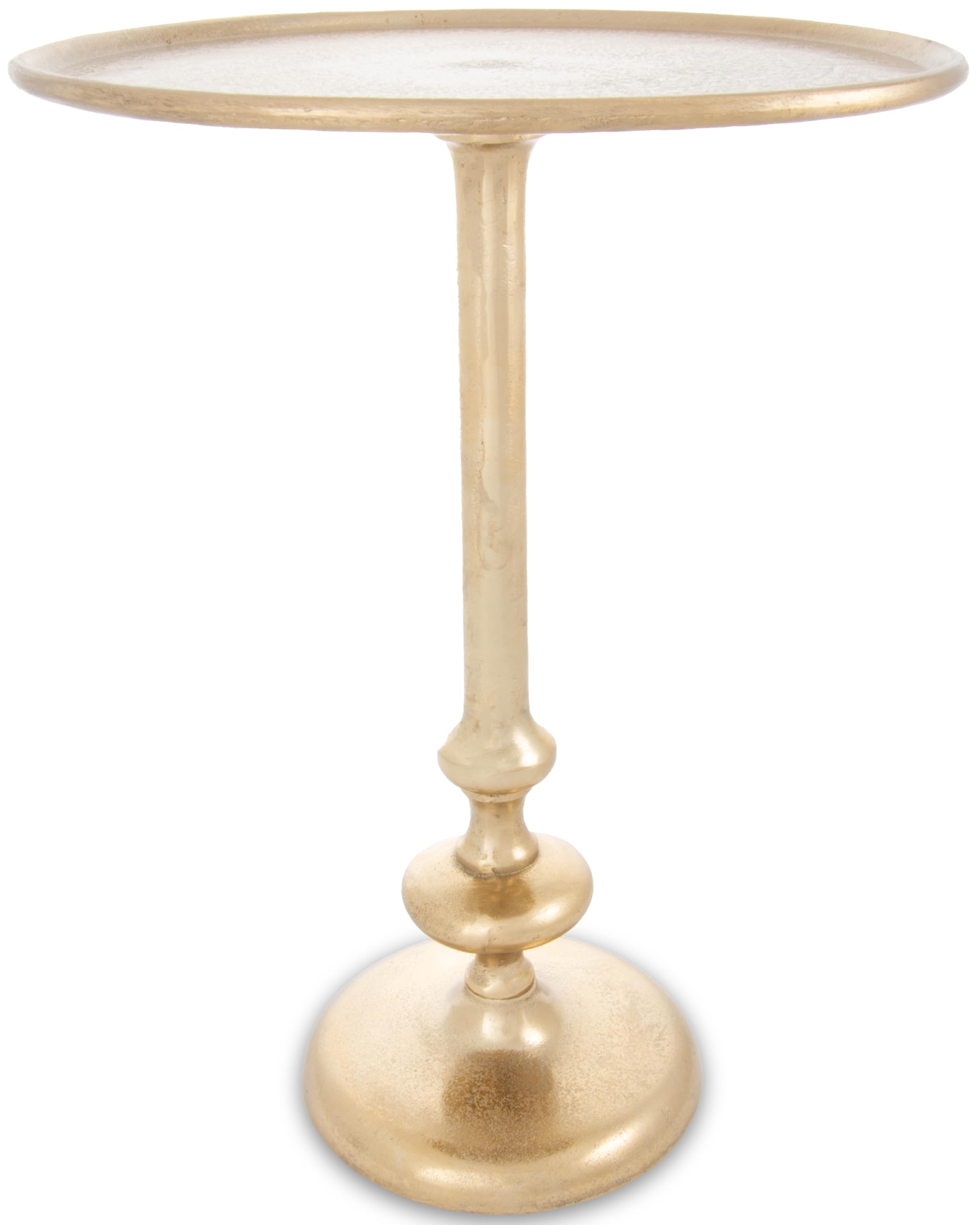 Small Round Gold Side Table by Objet D’Art, Accent Table, Round Pedestal Side Table