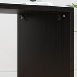 Black L Shaped Desk with Drawers Shelves, 360 Rotating Home Office Desk