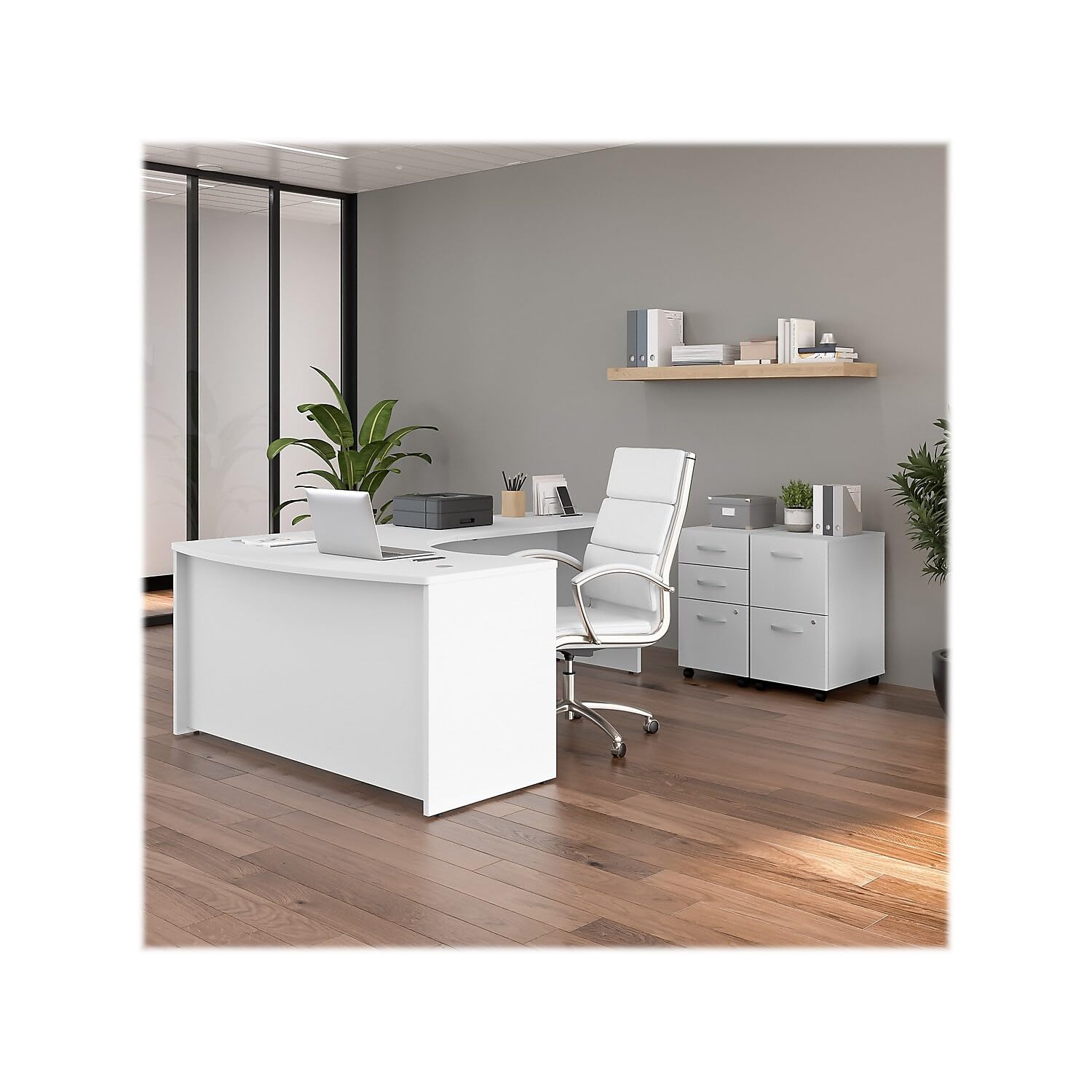 Furniture Studio C 60W x 43D Right Hand L-Bow Desk Shell in White