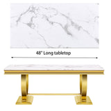 Gold Coffee Table, White and Gold Rectangle Living Room Tea Table