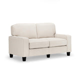 Serta Palisades 61" Track Arm Sofa, Easy Care Polyester, Soft Pillow Back, Pocket Coil Seat Cushions, Removable Covers, Loveseat or Couch for Small Spaces, Living Rooms or Bedrooms, Cream White