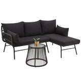 3 Piece Patio Conversation Sets, L-Shaped Sectional Patio Furniture Sofa Set