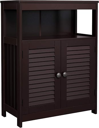 Bathroom Floor Cabinet, Bathroom Storage Cabinet, Freestanding, with Double Shutter