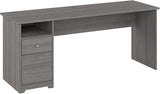 Cabot 72W Office Desks for Home Office with Storage and Chrome Hardware | Elegant Computer Table with Drawers, Modern Gray