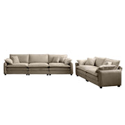 Comfortable Tan Corduroy Family Sofa Set, Deep Seat Design