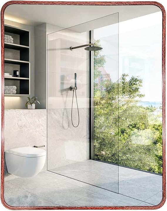 Black Bathroom Mirror for Wall -Rectangular Aluminum Metal Frame