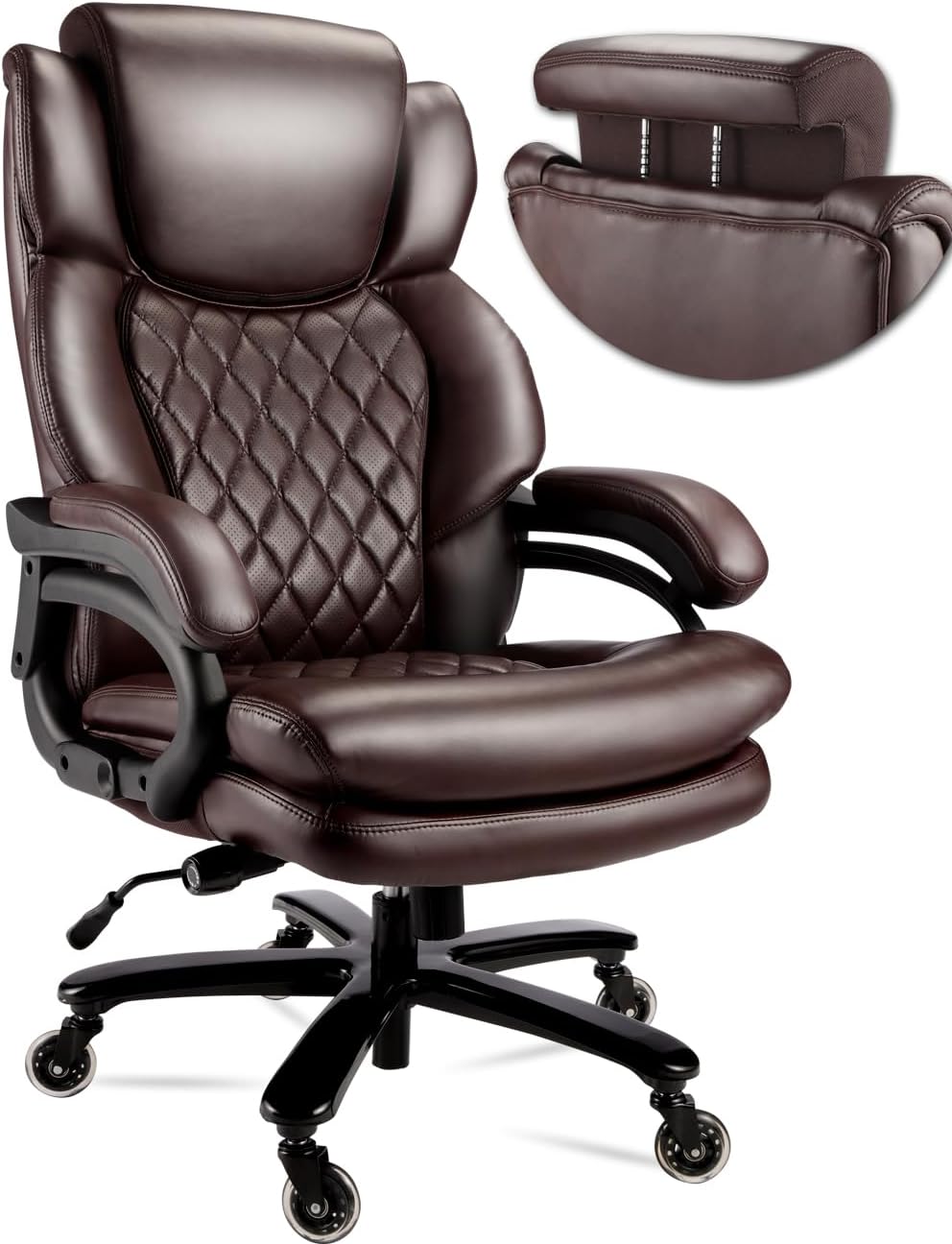 400lbs Big and Tall Office Chair Wide Spring Seat Executive Office Chair