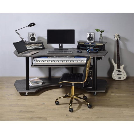 Eleazar Wooden Music Recording Studio Desk in Black Oak