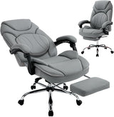 350lbs Reclining Office Desk Chairs with Back Support Footrest, PU Leather Wide