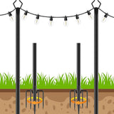 7 Pack 10 FT String Light Poles,Metal with Fork Lights Poles for Outdoor String Light