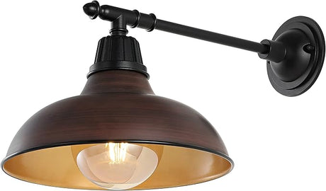 Wallace 12.25" 1-Light Farmhouse Industrial Indoor/Outdoor Iron LED Victorian Arm Outdoor
