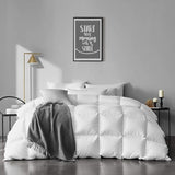 King Size Feather Down Fiber Comforter - Ultra Soft All Seasons Grey Organic Cotton