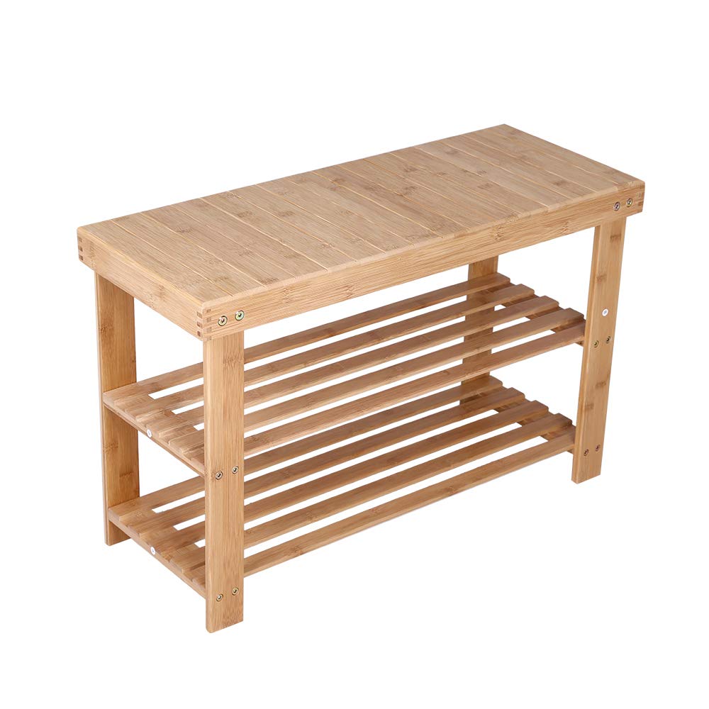 Bench 3 Tier Entryway Seat Shoe Organizer Storage Shelf
