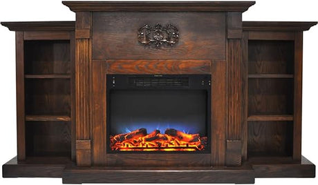 Sanoma 72'' Electric Multi Color LED Fireplace with Charred Log Insert