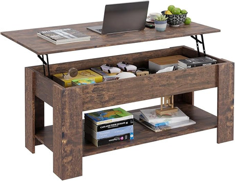 Table Lift Top Coffee Table Coffee Table with Hidden Compartment and Storage Shelf