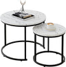 Coffee Table Nesting White Set of 2 Side Set Golden Frame Circular