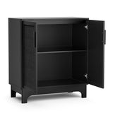 Black Rattan Cabinet, Natural Rattan Storage Cabinet with 2 Doors Adjustable Shelf Large