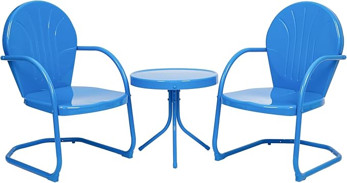 Outdoor Bistro Set, 3 Pieces Retro Metal Porch Furniture Set, All-Weather Patio Bistro Set