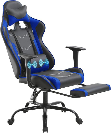 Racing Gaming Chair Office Massage Chair Ergonomic Recliner with Computer Desk PU