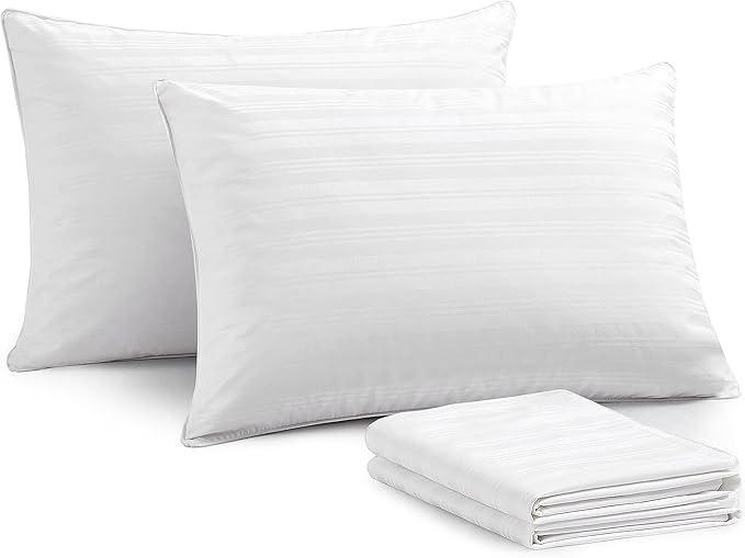 Goose Feather Down Pillows, Bed Pillows for Sleeping with 2 Outer Protectors, Hotel