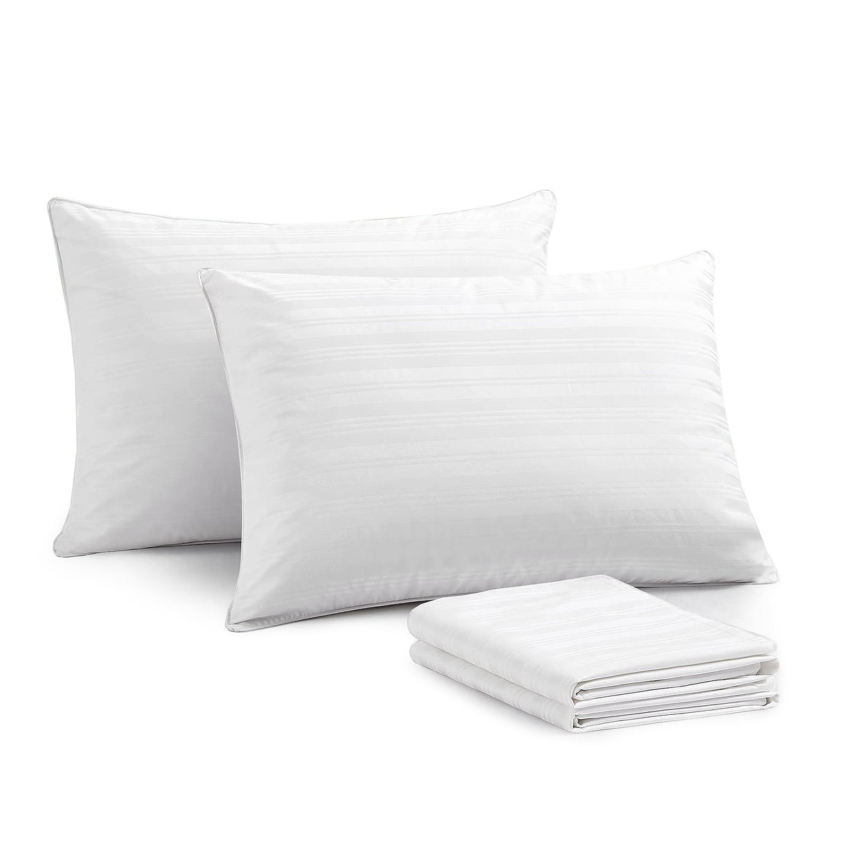 Goose Feather Down Bed Pillows for Sleeping with 2 Outer Protectors