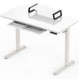 48-Inch Whole-Piece Glass Electric Height Adjustable Desk with Monitor Riser