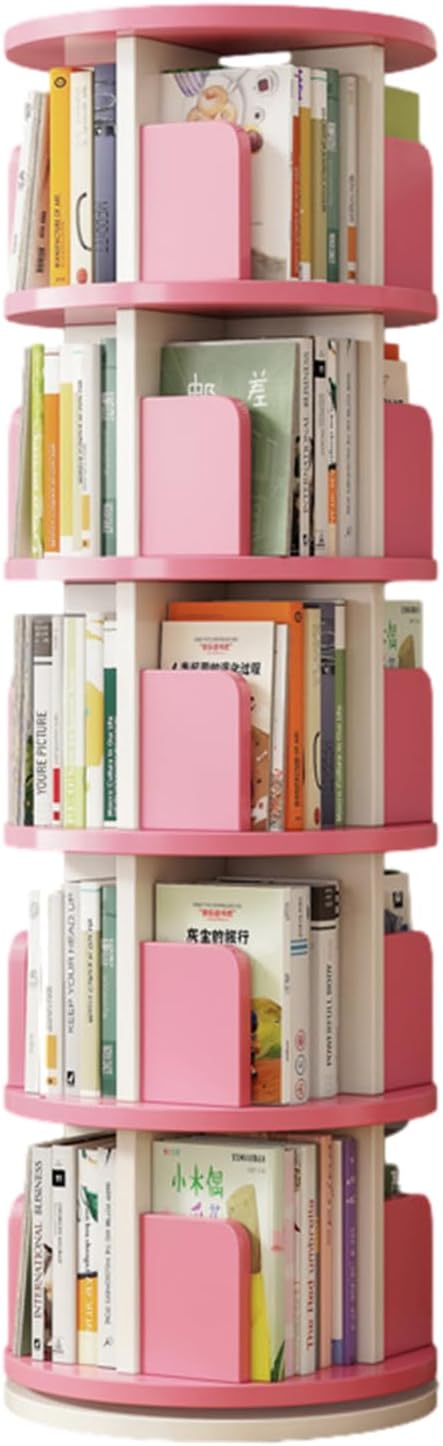 5 Tier Rotating Bookshelf, 360 Display Corner Bookshelf for Small Space