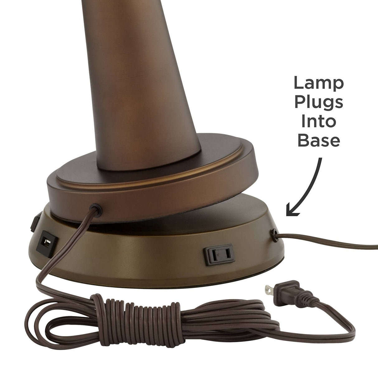 Bentley Southwestern Table Lamp with USB and AC Power Outlet Workstation Charging