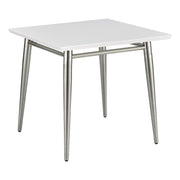 Brooklyn Modern Square End Table, White Top with Brushed Nickel