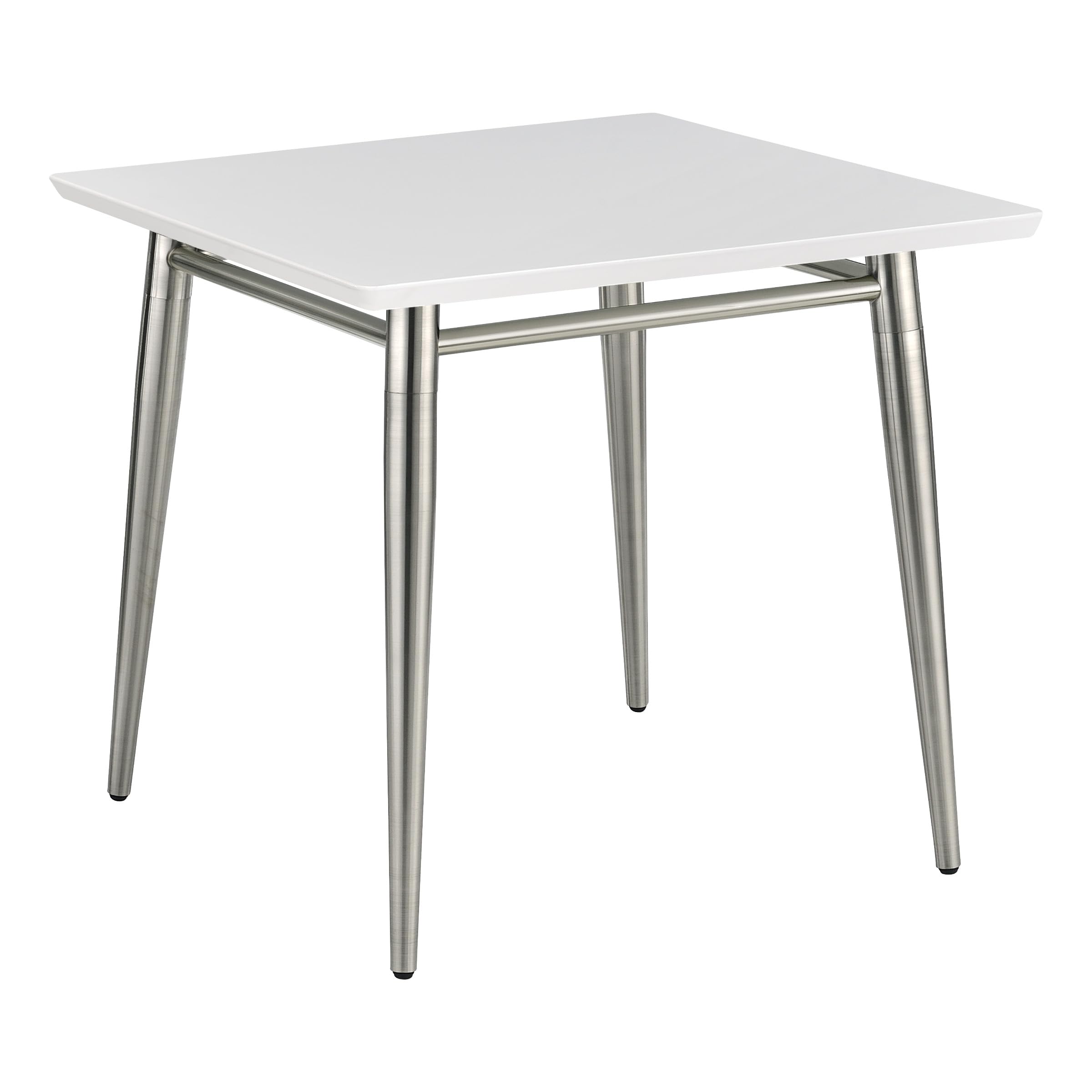Brooklyn Modern Square End Table, White Top with Brushed Nickel