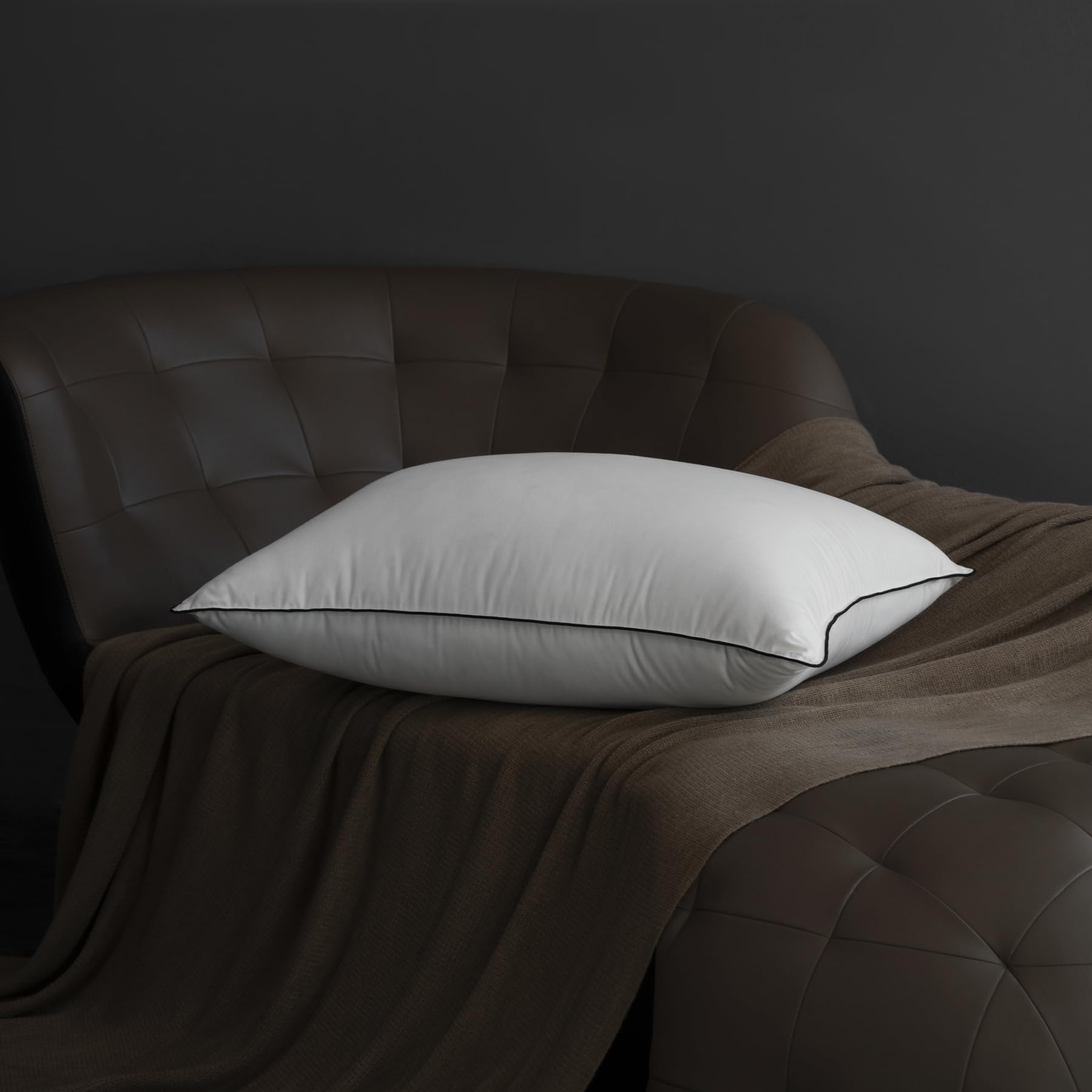 Premium Hungarian Goose Down Pillows Standard Size, Fluffy Bed Pillows for Sleeping