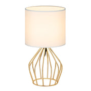 Gold Table Lamp - Modern Style Desk Lamp with Hollowed Out Base Linen Fabric Shade,