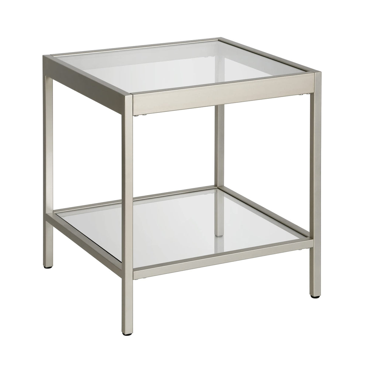 20" Wide Square Square Side Table in Nickel, Table for Living Room, Bedroom