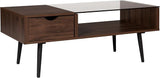 Montclair Mid Century Modern Two Toned 1 Drawer Coffee Table, 42 Inch