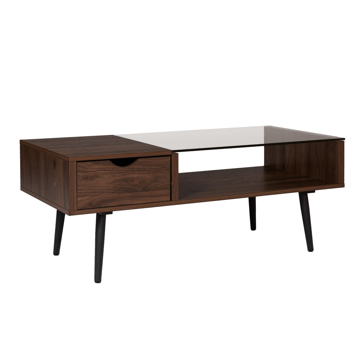 Montclair Mid Century Modern Two Toned 1 Drawer Coffee Table, 42 Inch