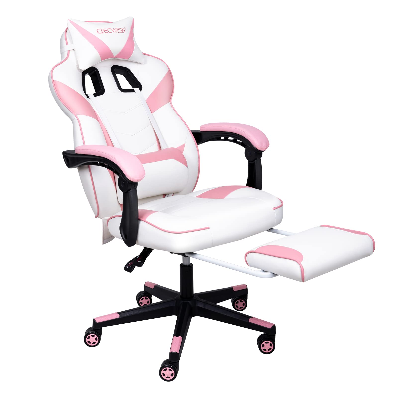 Pink Kawaii Gaming Chair with Lumbar Support