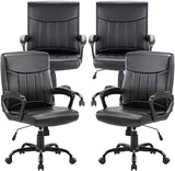 Office Chair - Mid Back Leather Computer Desk Chair with Wheels