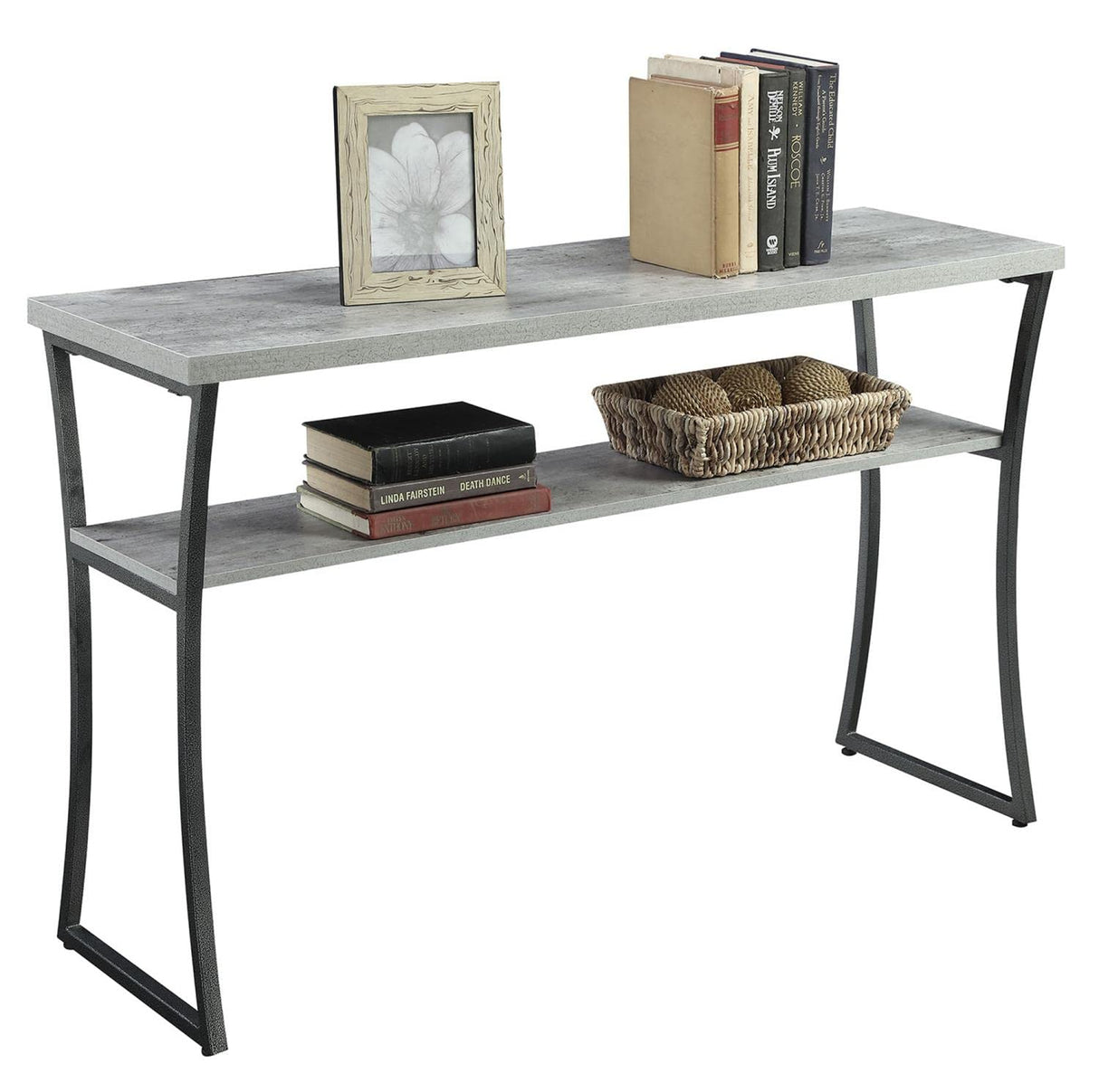 X Calibur Console Table, Faux Birch / Slate Gray Frame