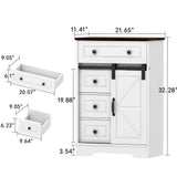 Bathroom Cabinet, 32'' Farmhouse Storage Cabinet with Sliding Barn Door, 4 Drawers,