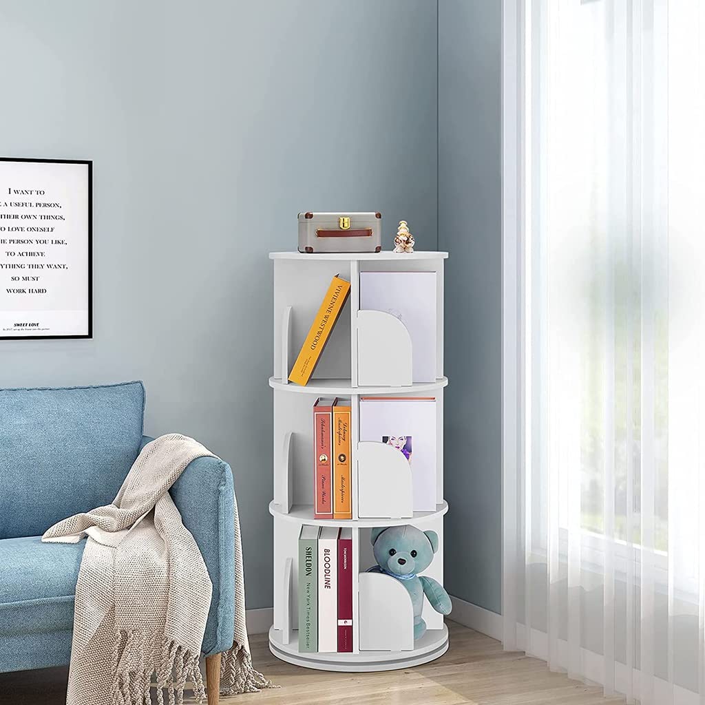 Revolving Bookcase,Creative 360°Rotating Bookcase Simple Disassembly Bookshelves