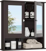 Wall Bathroom Cabinet with Mirror - Wood Over The Toilet Storage Cabinet Space Saver