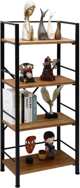 Rustic Bookshelf, 3 Tier Real Wood Bookshelf, Metal Book Shelf for Storage, Black Bookcase, 12.6" D x 23.62" W x 36.61" H