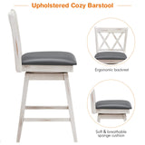 Bar Stool Set of 2, 360° Swivel Counter Height 25inch Bar Stool