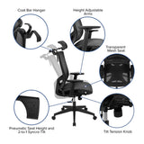 Ergonomic Mesh Office Chair with Synchro-Tilt, Pivot Adjustable Headrest, Lumbar