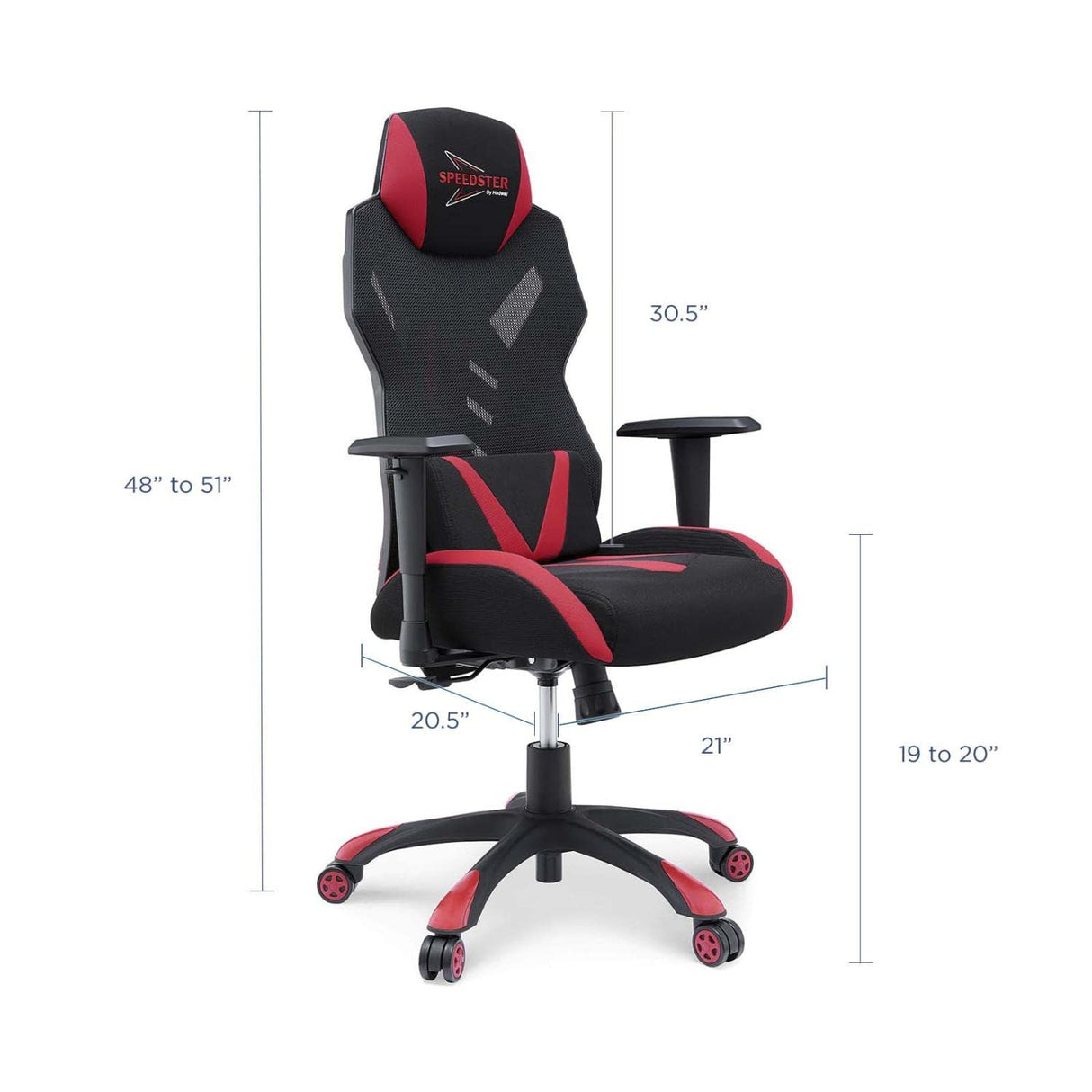 Ergonomic Mesh Gaming Chair with Lumbar Support - Black & Red