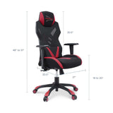 Ergonomic Mesh Gaming Chair with Lumbar Support - Black & Red