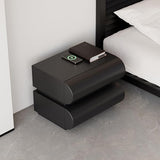 Smart Nightstand Modern White Leather Nightstands with Wireless Charger Bedside Table